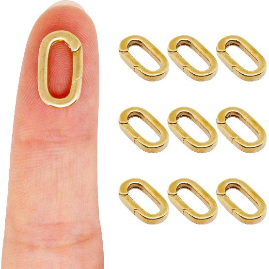 10PCS Jewelry Clasps Clasps for Jewelry Making, 18K Gold Oval Clasp, Necklace Clasps and Closures Spring Ring Clasp, Carabiner Charm Clasp for
