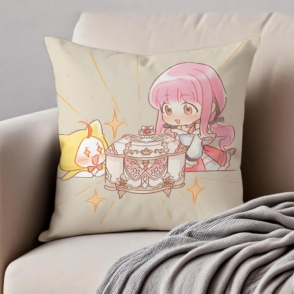 Sweet Pink N-Nikki And M-Momocat Chibi Icons Cushion Cover Pillowcase Anti-Dustmite Invisible Zipper Short Plush Sofa Cushion