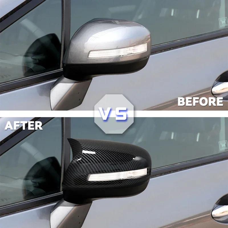 Horn-Shaped Glossy Black Rearview Mirror Covers for 2012-2015 Honda Civic 9th Gen - Adhesive Mod