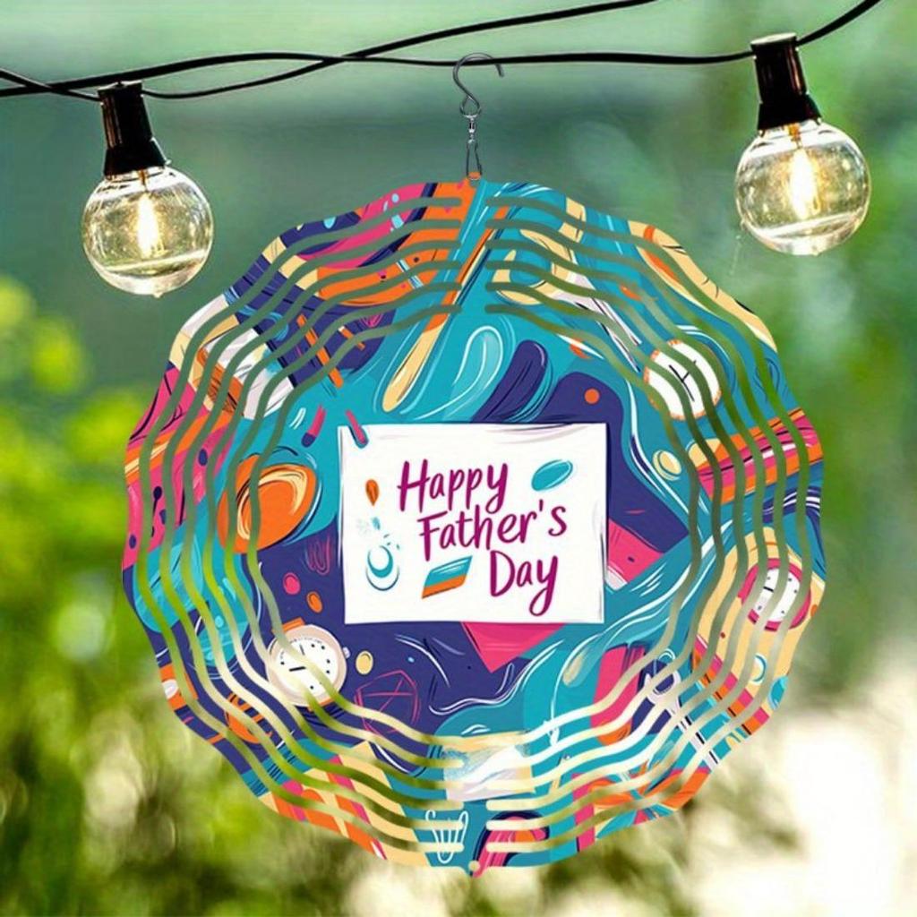 1 Stück Fröhlicher Vatertag Mandala-inspirierter Metall-Windspiel - Lebendig, Keine Batterie erforderlich, Dekorative Indoor/Outdoor-Gartendekoration, Perfektes Geschenk für Papa