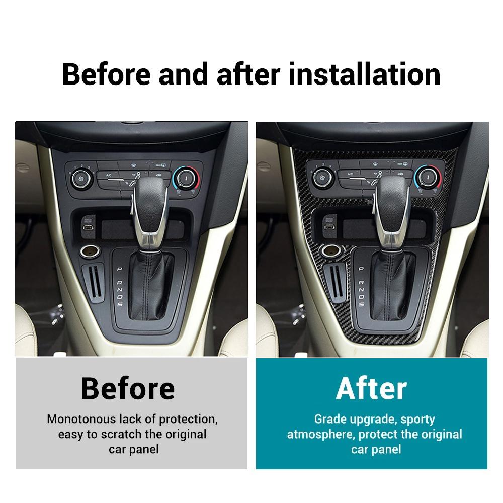 Real Soft Carbon Fiber Car Central Control Gear Shift Panel Sticker For Ford Focus SE RS ST Ecoboost 2015 2016 2017 2018 LHD RHD