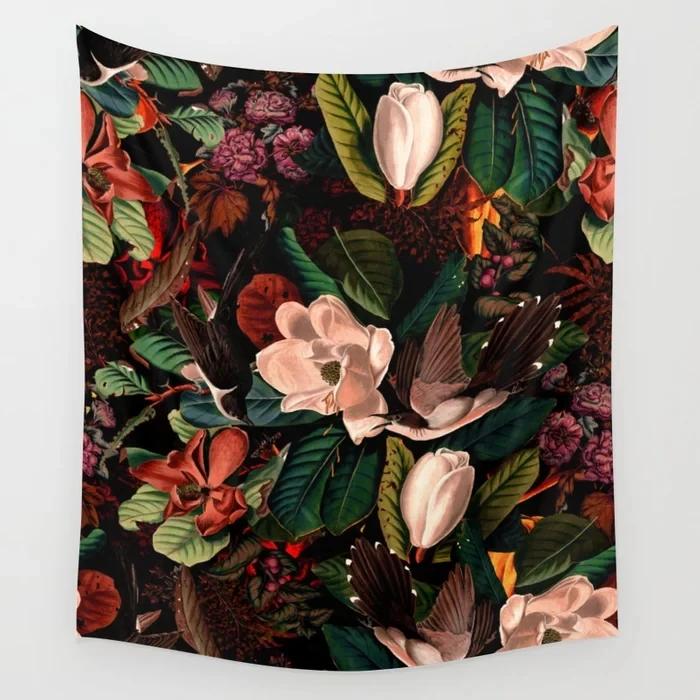 Blumen Wandteppich Wandbehang Mysteriös Romantischer Wandteppich Hintergrund Mandala Haus Wohnzimmer Schlafzimmer Dekor Wandteppich Dekoration