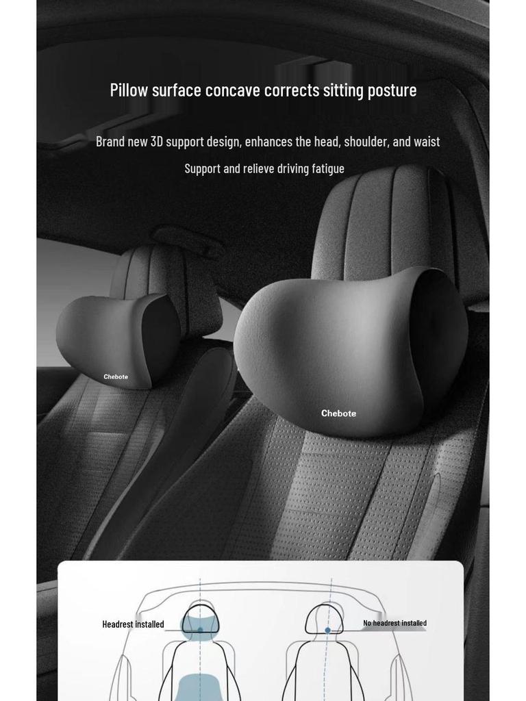 Car Lumbar and Neck Support Pillow - Memory Foam Cushion for All Seasons