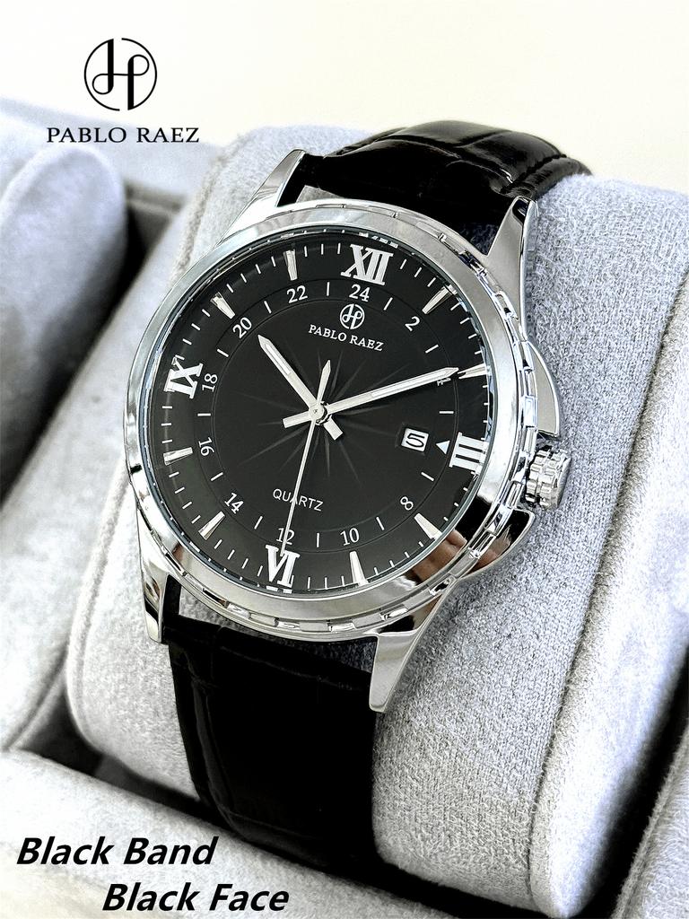 PABLO RAEZ Watch Men Business Retro High Quality Leather Steel Belt Waterproof Male Fashion Quartz Clock Wristwatches Has Box