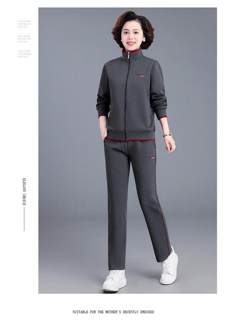 Women's Spring & Autumn Sports Suit - Elegant Casual Hoodie for Middle-aged & Elderly