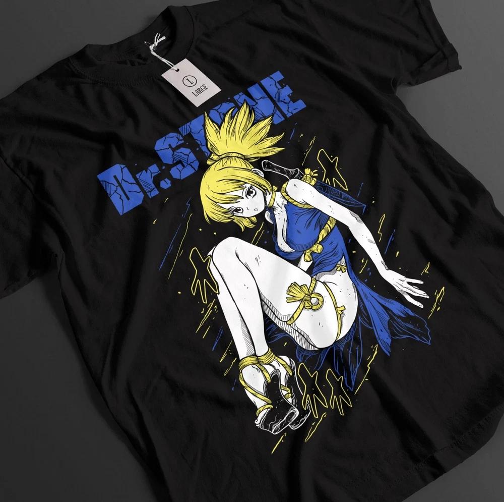 Anime Dr Stone Kohaku Senku Ishigami Black TShirt Gift For Otaku S