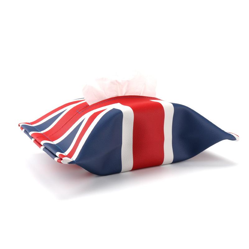 Microfiber Leather Car Tissue Box British Style Creative Personality Red/Blue Union Flag Car Use Paper Bag High Quality