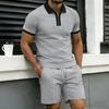 Men's Color Block Summer Polo & Shorts Set