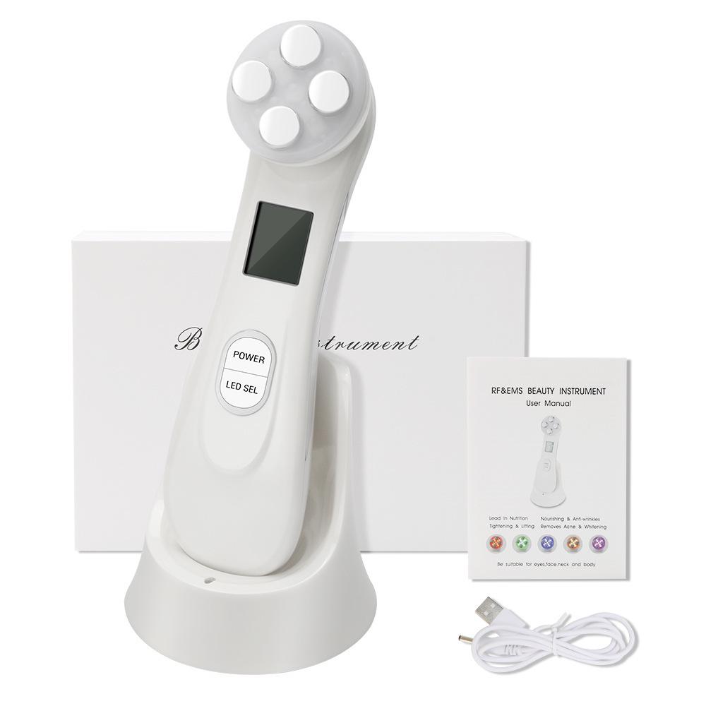 4-Color LED Beauty Device for Home Use: Handheld Facial Skin Rejuvenation and Essence Absorption.