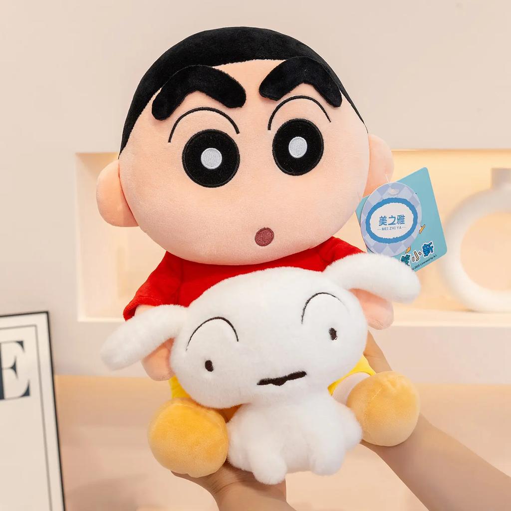 With Tag Cute Crayon Shin-chan Hold Shiro Plushies Cartoon Anime Sleeping Doll Soft Cuddly Pillow Birthday Gifts Girl