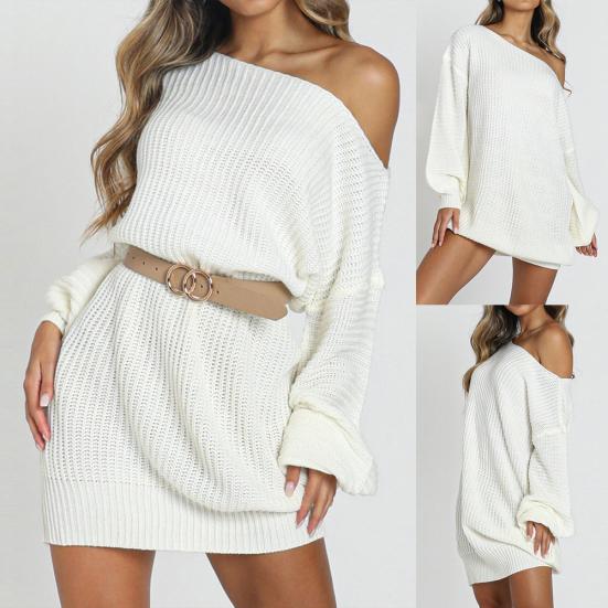 Dámské nabírané svetry s dlouhým rukávem, volná tunika, pletený svetřík