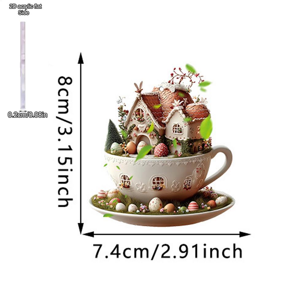 Christmas Coffee Cup Ornaments Coffee Mug Decorative Tree Hanging 2025 Xmas Navidad 2026 New Year Easter Bunny Party Supplies