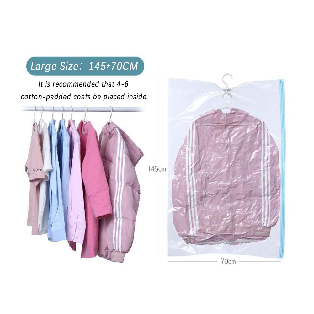Space Saver Hanging Clothing Compression Bag Transparent Large Size Thickening Vacuum Bag Giving Large Vacuum Pump and Sealing Scratch