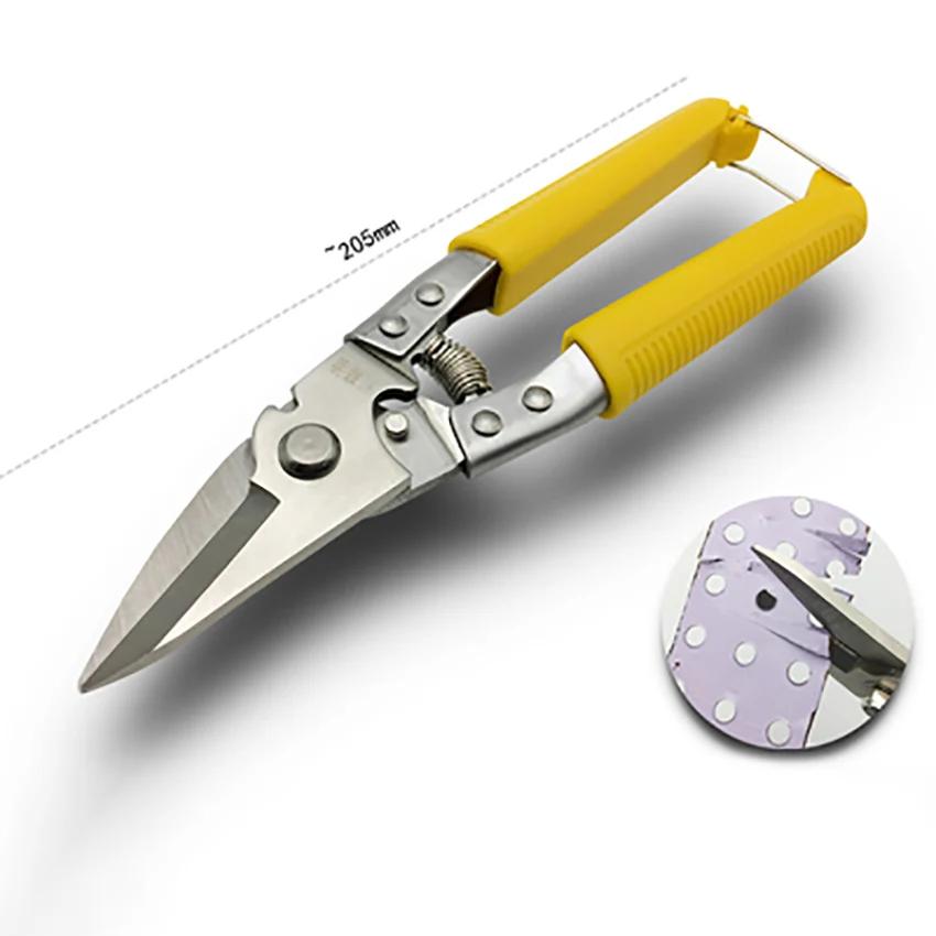 SK5 Alloy Steel 8 Inch Industrial Scissors - Multi-function Straight Curved Blade Keel Manual Metal Cutter Tool