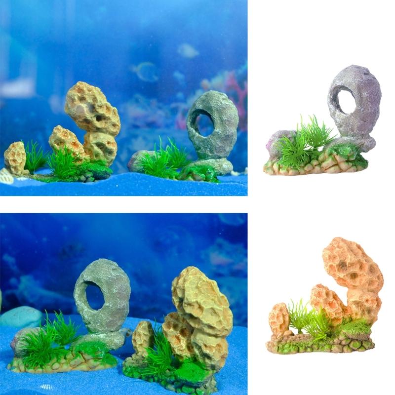 Aquariums Decorations Mountain Rockery Landscape Resin Craft Model Statue for Shrimp Fish Fishtanks Hideouts Cave House