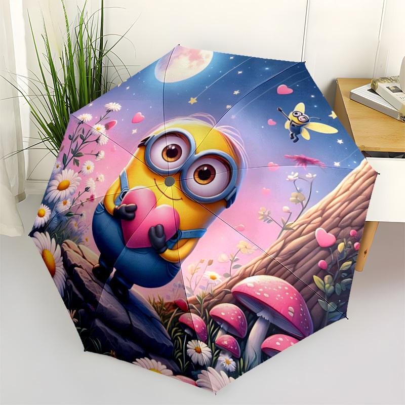 

1pc Minion Automatic Folding Umbrella - 8-Rib Durable Iron Frame, Compact Portable for Daily Travel, Intricate Patterns yy251125241