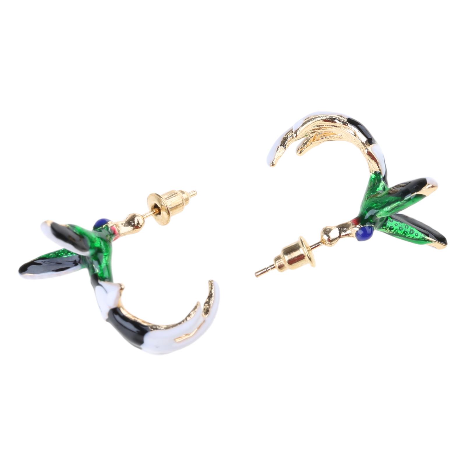 

Unique Hummingbird Earrings Studs with Water Drop Designs Sturdy Alloy Fashion Ear Clips for Party Stylish Outfits