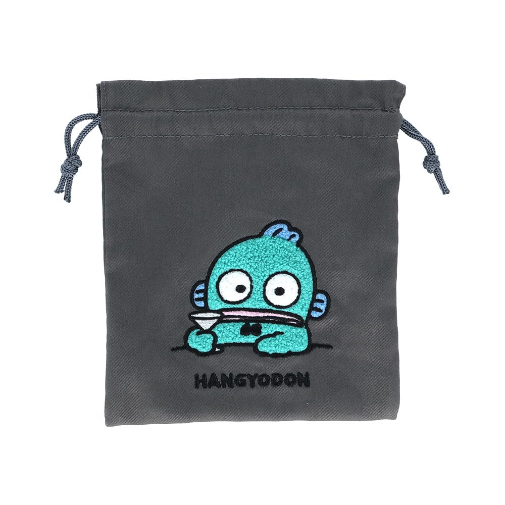 Hangyodon Sanrio Characters Goods Drawstring Sagara Gray S2339730 [Sunstar Stationery] Bag, Embroidery, серый