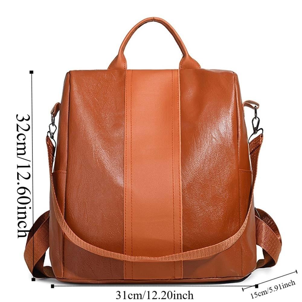 Elegant Soft PU Backpack Korean Style Solid Color Anti-theft Design Backpack Anti-splash Water Multi Pocket