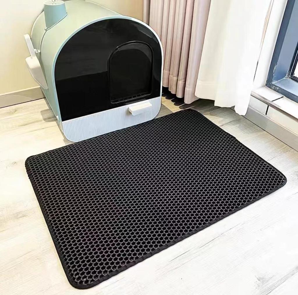 EVA Washable Cat Litter Trapping Mat - Anti-Tracking, Anti-Slip, Foldable, Double-Layer Design