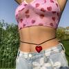 Gothic Irregular Big Love Heart Pendant Waist Belly Chain Women Korean Velvet Body Chain Adjustable Chain Y2K Jewelry
