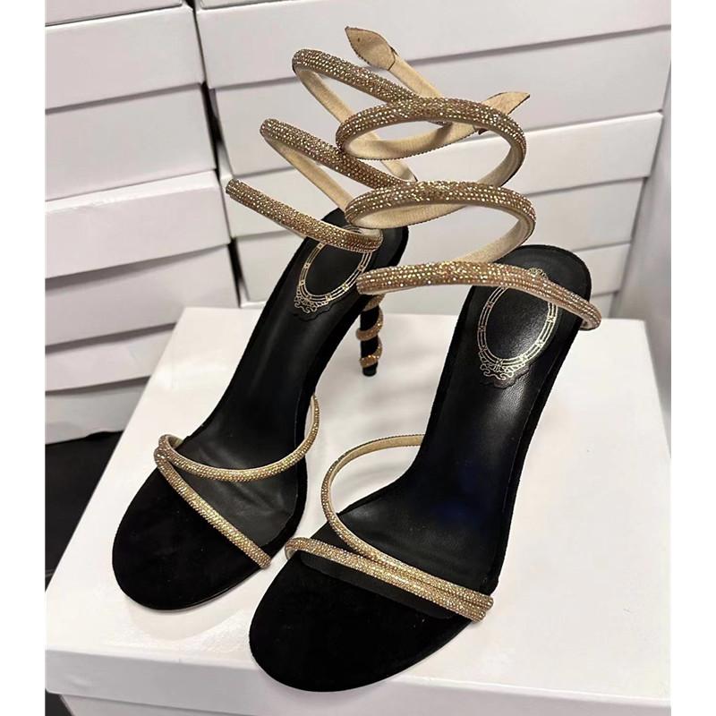 Fashion Star style Luxury Crystal Snake Coiled Women Sandals Sexy Stiletto High heels Gladiator Sandals Summer Fashion Party Prom Shoes