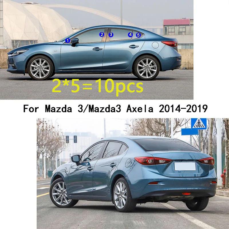 Car TPU/Glossy Mirror Pillar Post Cover For Mazda 3 Mazda3 Axela 2014 2015 2016 2017 2018 Door Trim Window Sticker 10pcs
