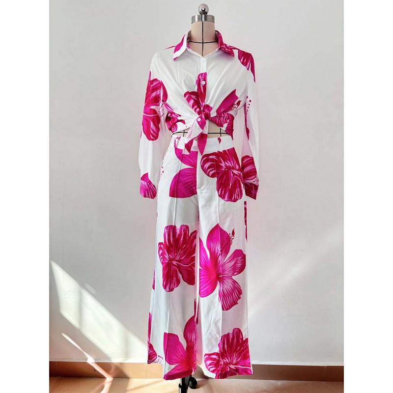 European and American Suit Women's Amazon Autumn Fashion Casual Spring and Autumn Long Sleeve Shirt Trousers Women's Two-Piece Suit