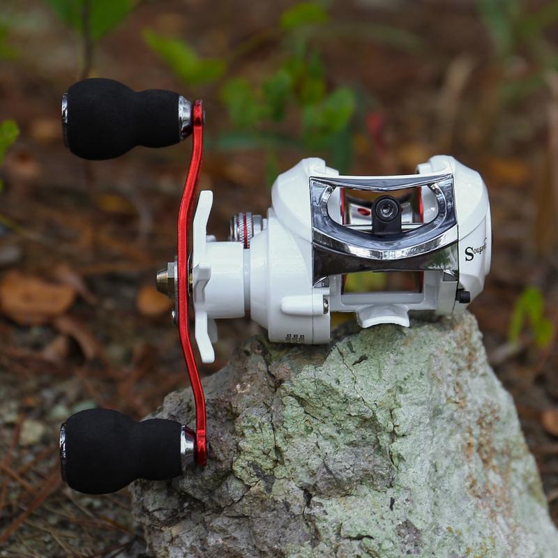 Baitcast Reel 6.3:1 Gear Low Profile Carbon Fiber Drag 18+1Bearing Dual Magnetic Brakes Fishing Reel