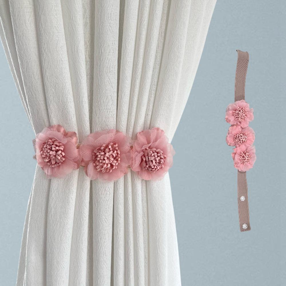Elastic Band Curtain Tieback Flower Shape Adjustable Window Curtain Buckles No Punching Curtain Rope Holders Home Decor