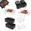 4pcs Air Fryer Rack Silicone Basket Oven Baking Tray Liner Double Layer Roasting Rack for AF400UK Air Fryer Accessories