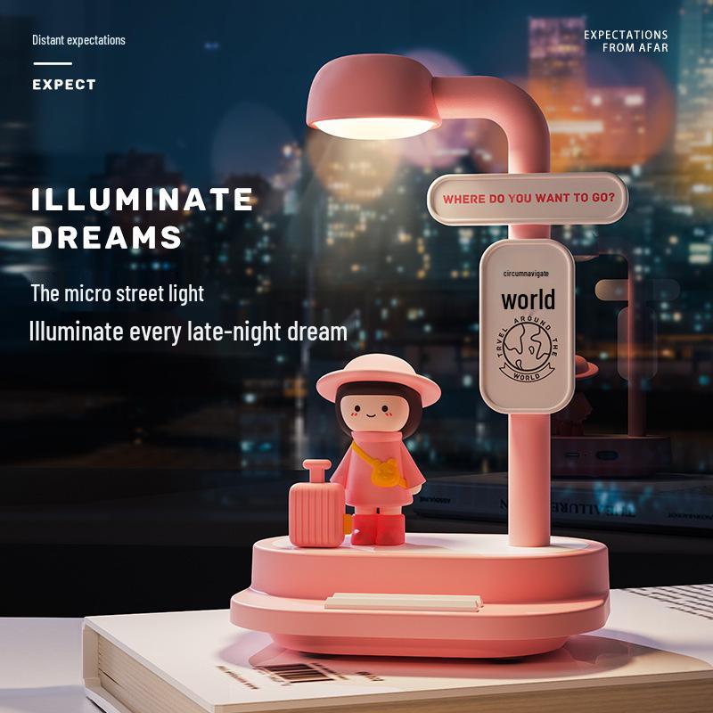 

Creative Atmosphere Night Light & Phone Holder - Ideal Gift for Students, Couples, and Internet Celebrities Girl Waiting Under Streetlight