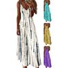 Women Dress V Neck Loose Type Pullover Irregular Stripe Print Contrast Color Dating Dress Daily Clothes
