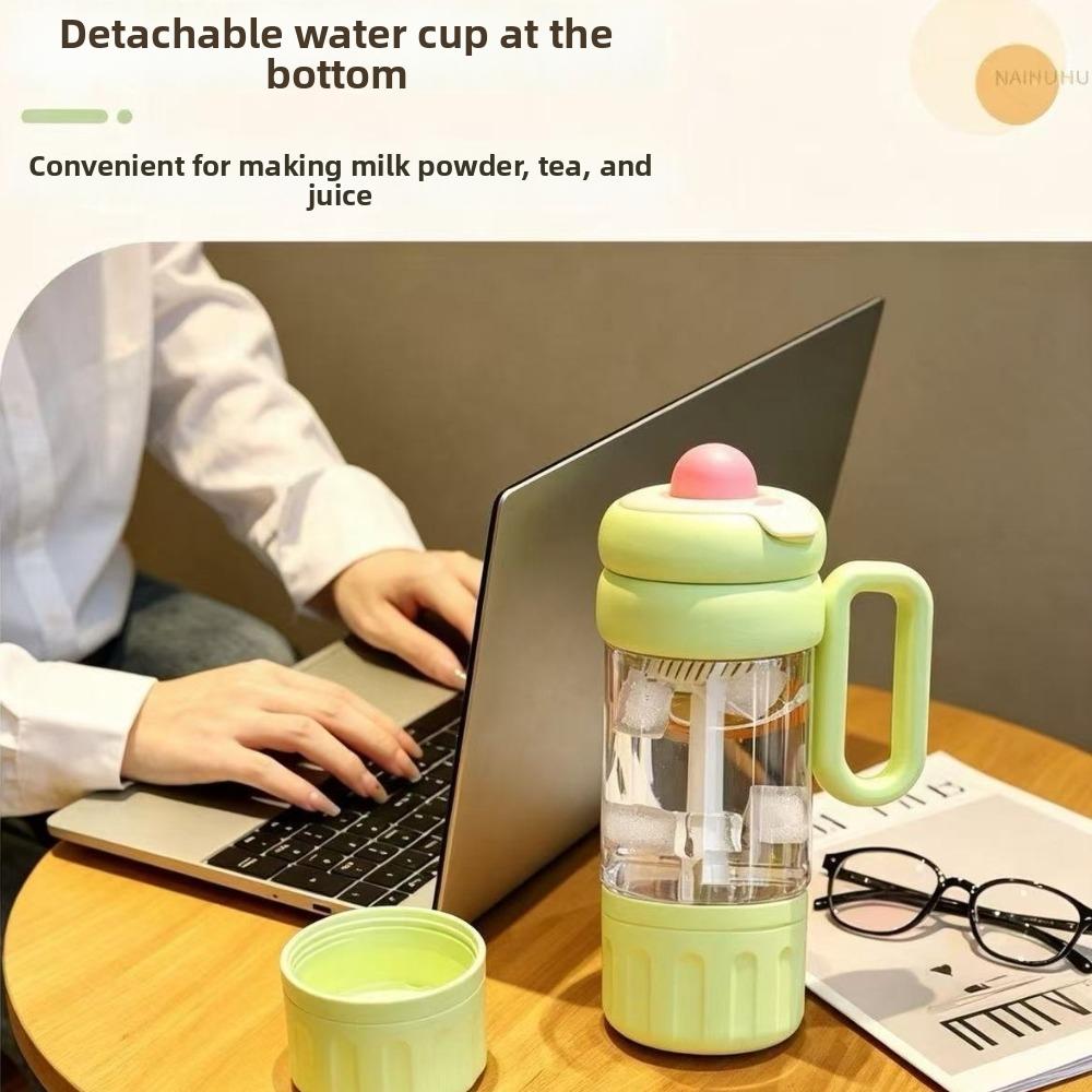 Leak-proof Sports Water Bottle Large Capacity Tea Partition Cup Cute Portable Straw Cup  Travel