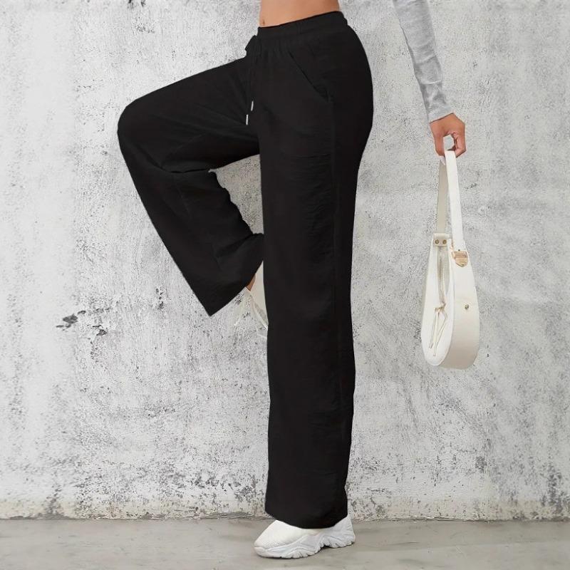 Women Summer Loose Straight Wide Leg Casual Pants S