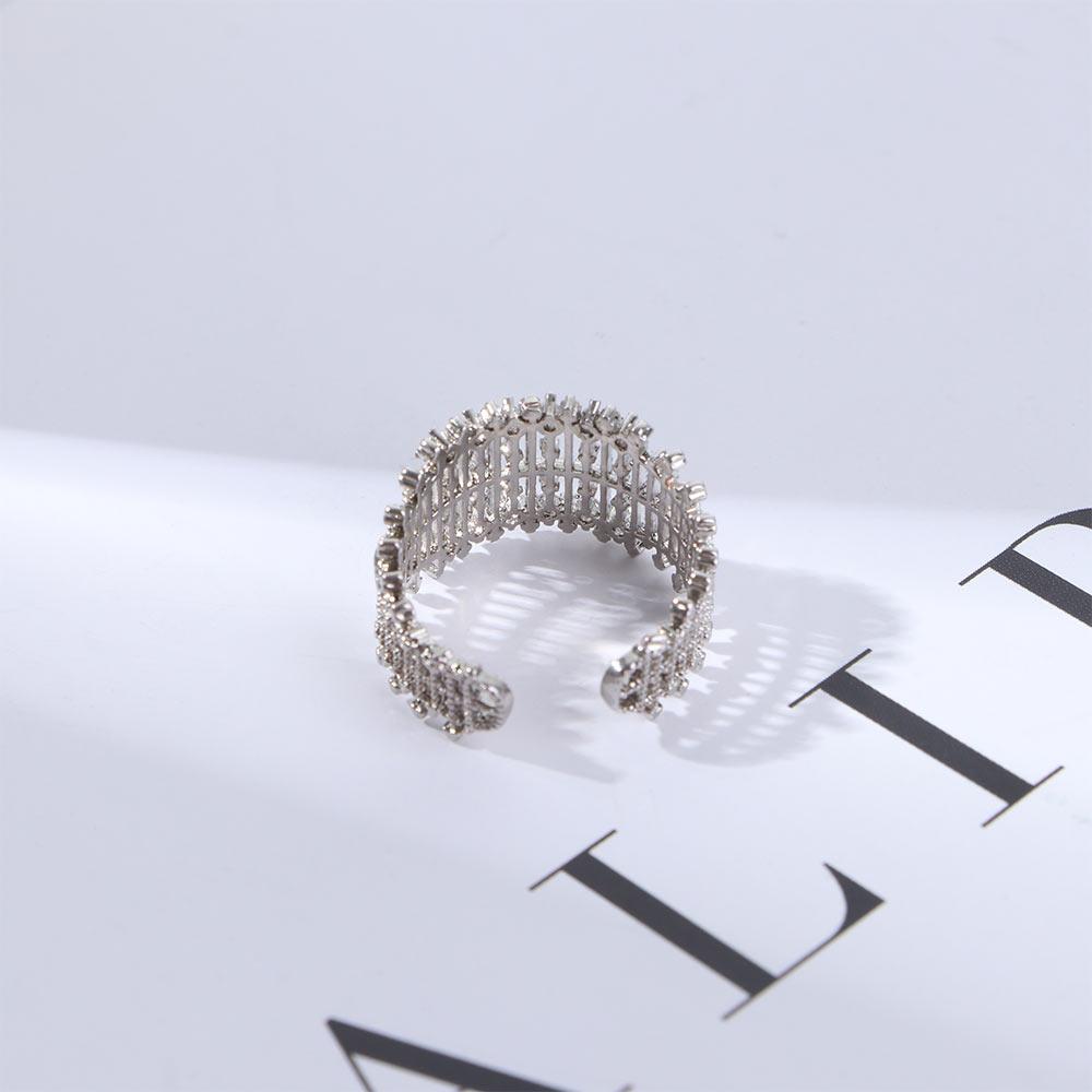 Hip-hop Copper Opening Adjustable Ring Female Finger Ring Korean Style Ring Rhinestone Ring