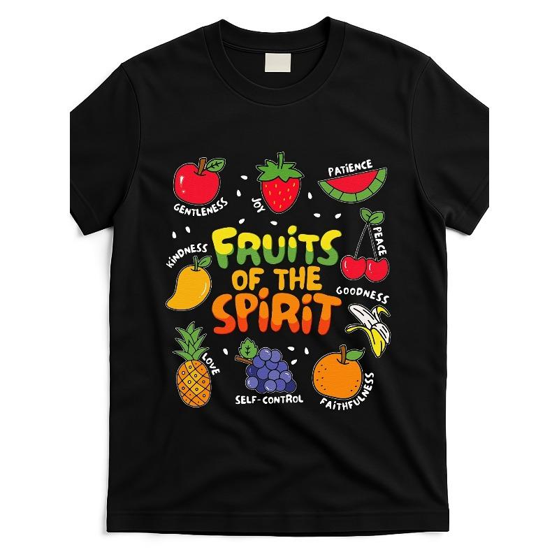 

European sizes Fruit of the Spirit Fruit Colorful Summer Vacation T Shirt Same Style for Men 2XL чорний