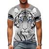 Mode Heren Ronde Hals Korte Mouw 3D Dier Kleurprint Dier Korte Mouw Ronde Hals T-shirt