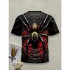 Cool Gothic Spider 3D Graphic Tee Men's Fashion Short Sleeve T-Shirt Casual Crew Neck Spooky Animal Art Summer Holiday Streetwear Apparel Clothing