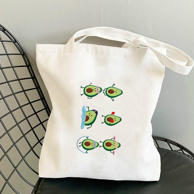 Avocado Bags 2021 Tote for Women Canvas Summer Shopper Bag Women's Handbag Designer Handbags Fabric Printed Shoping Anime Woman