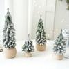 1PC Small Green Christmas Decor Plastic Christmas Tree Window Display Decor Flocked Artificial Christmas Tree