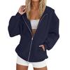 Women's Long Sleeve Solid Color Hooded Sweatshirt Jacket