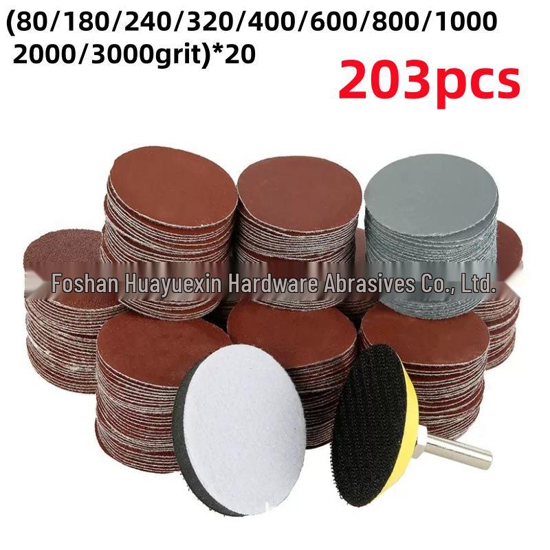 50mm Flocked Sandpaper Set, 303 Pieces (40-7000 Grit) for Metal & Wood Polishing