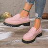 2025 women's round head women's matte flat-bottomed lazy shoes retro single shoes European and American style large size casual shoes