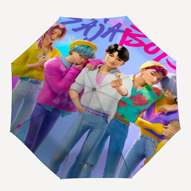 Saja Boys Theme Automatic Umbrella, Lightweight & Portable, 8 Rib, Perfect for Outdoor Travel, Birthdays, Christmas, Gifts.