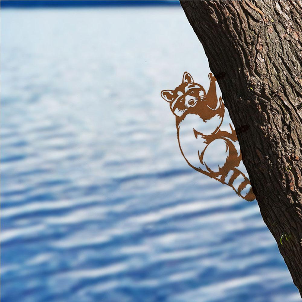 Unique Metal Raccoon Stake Outdoor Decor Metal Raccoon Garden Stake Yard Decoration Outdoor Raccoon Stake Metal Garden Decor