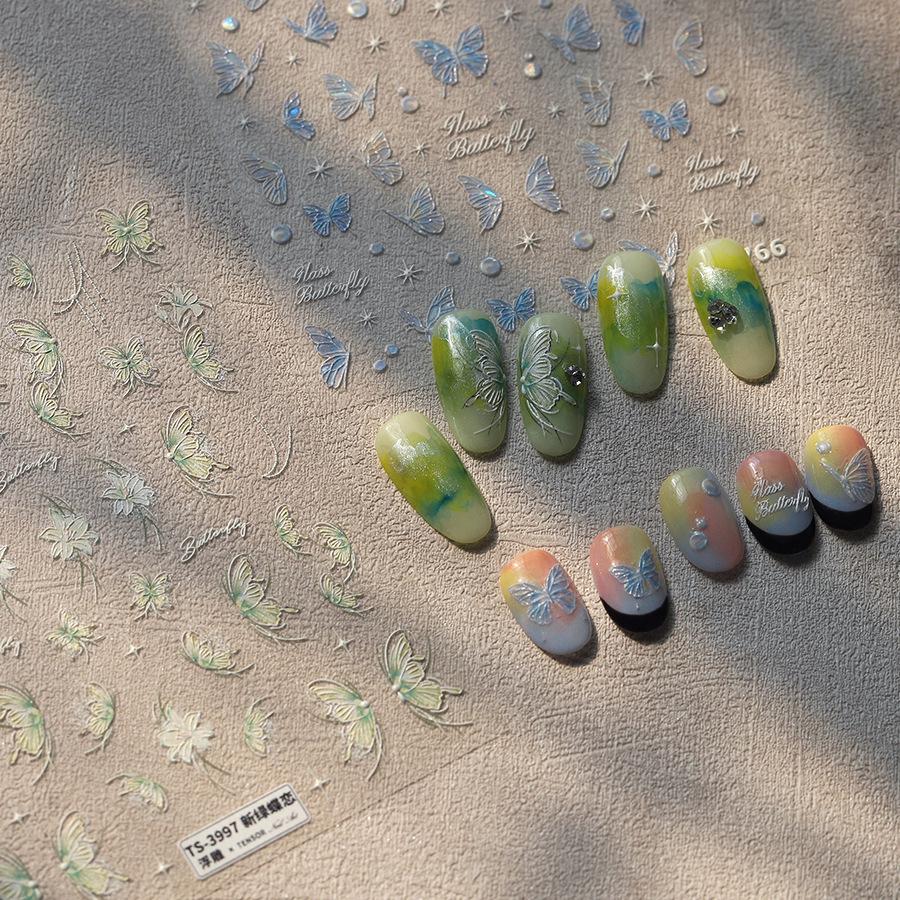 TENSOR Luxury Butterfly Glass Nail Stickers - M-885