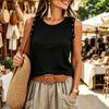 Women Sleeveless Tank Top Round Neck Star Print Casual Summer Vest Lightweight Soft Fabric Comfortable Fit
