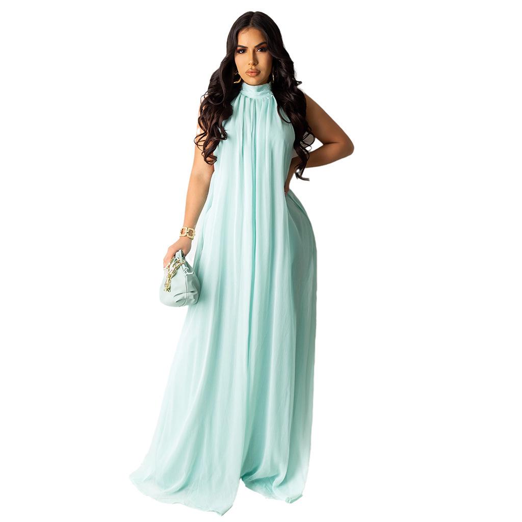 New Summer European-American Sexy Solid Chiffon Dress