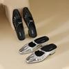 Augustine thick heel half slippers women's outerwear summer 2025 new silver bag head Mary Jane Muller sandals
